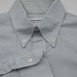 GORGEOUS Thom Browne Blue Stripe Button-Down Shirt 2007 Jeffrey 15.5x34